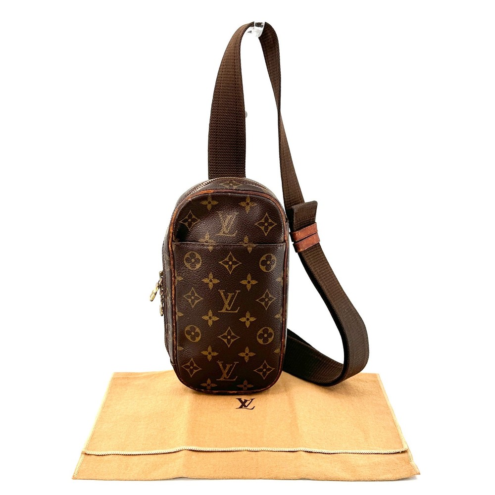 Louis Vuitton Pochette Gange Crossbody Bag Monogram Leather Authentic