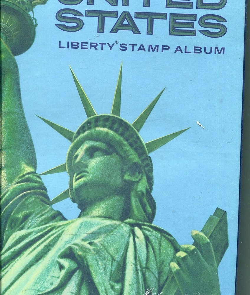 1847 - 1981 UNITED STATES HARRIS STAMP ALBUM WITH ALBUM ROUGHLY 450 STAMPS CANC.