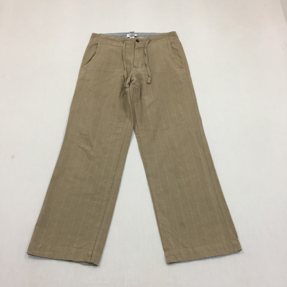 Gap Linen Mix Trousers Mens W32 L32 Straight Fit Chino Beige