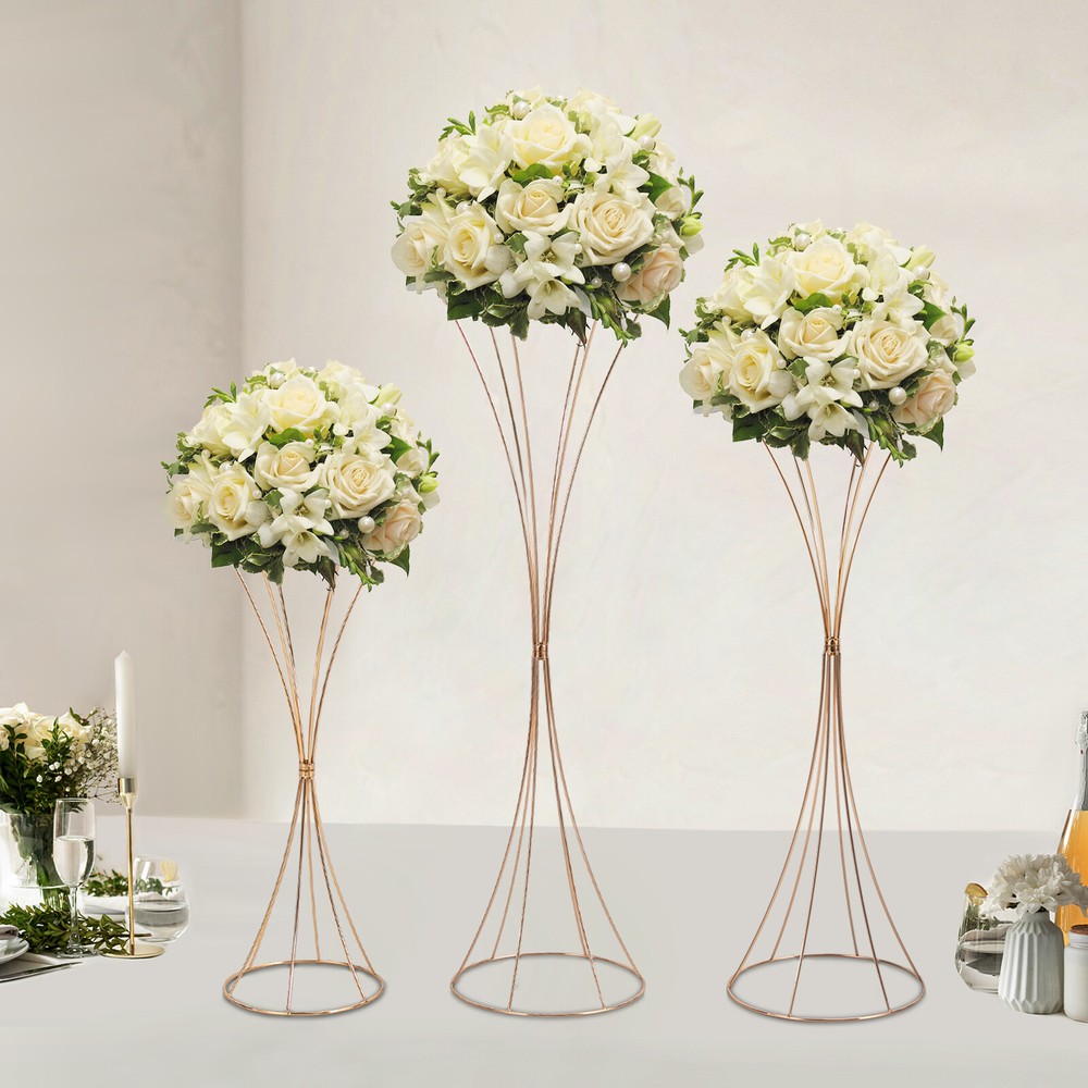 3PCS Flower Rack Vase Stand Prop Road Lead Hourglass-shaped Wedding Party Decor