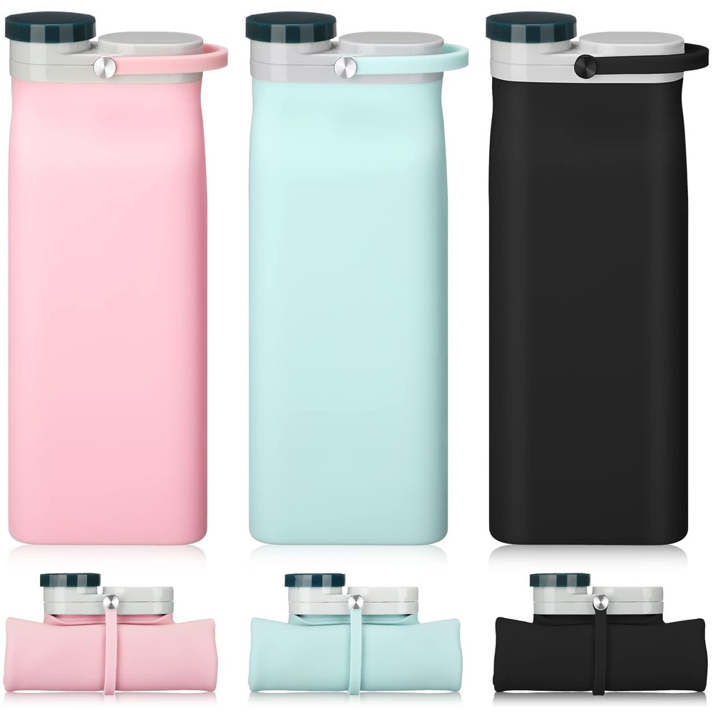 3 Pcs Collapsible Water Bottles for Traveling 20 oz Foldable Water Bottles Si...