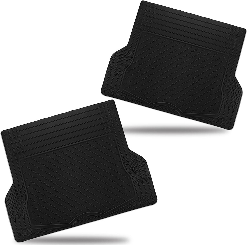 2 Pack All-Weather Rubber Trunk Mat with Ridges - Universal Fit for Protection