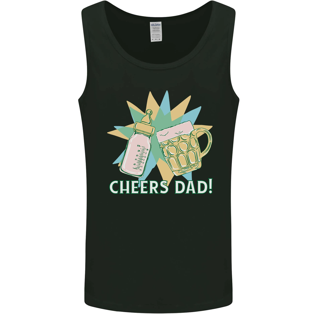 Cheers Dad Beer & Bottle Funny Fathers Day Mens Vest Tank Top