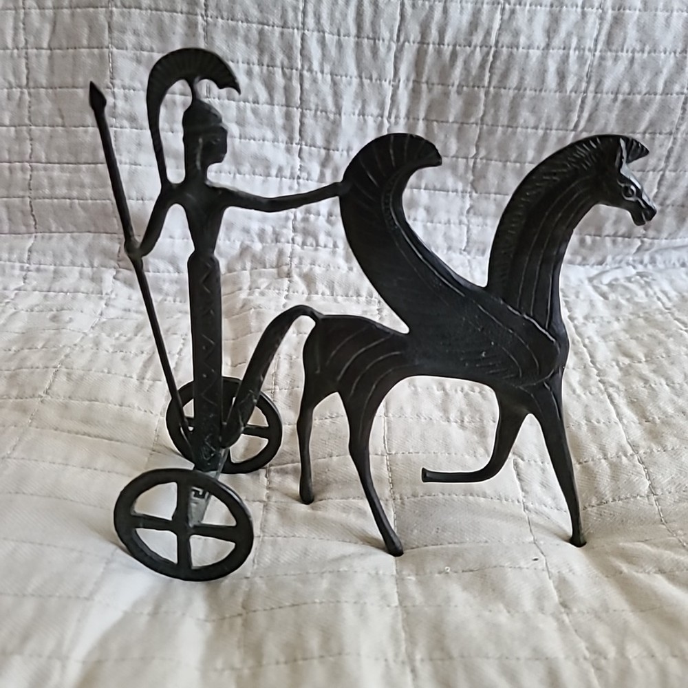 Ancient Greek Chariot with Goddess Athena and Pegasus in Battle