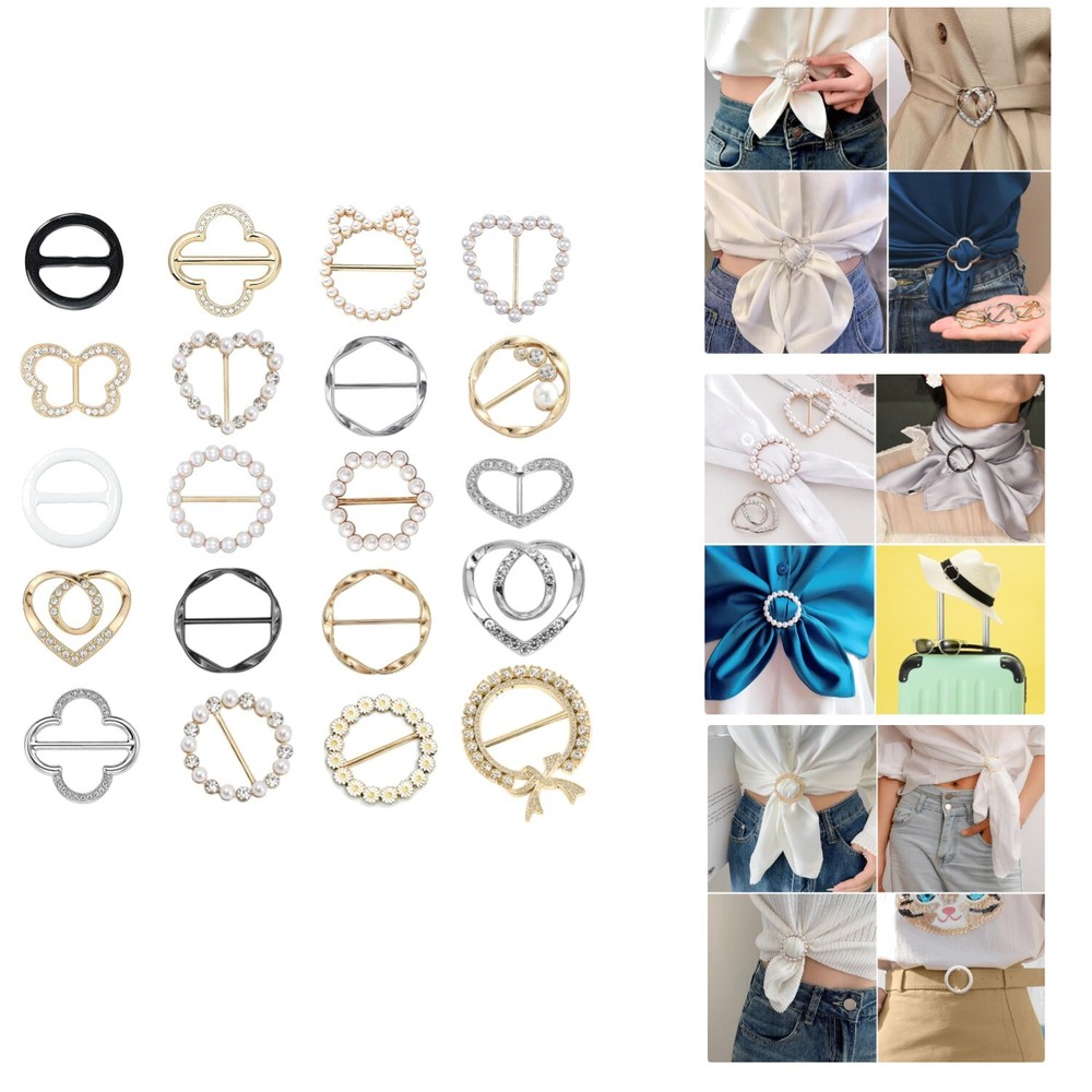 20-Piece Scarf Ring Set with Slides for T-Shirts & Ties  