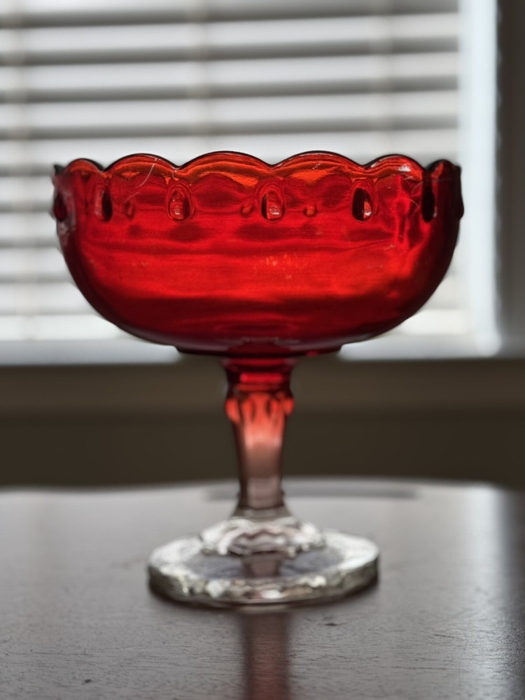 Vintage Indiana Glass Ruby Red Candy Fruit Bowl Decorative Serving Dish