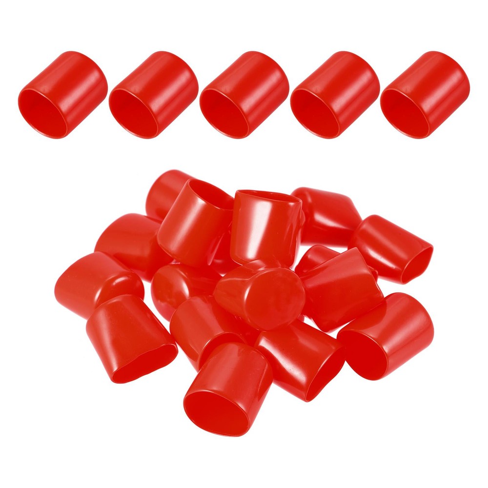 25-Pack 21mm ID Red Rubber Screw Thread Protector Caps for Bolts