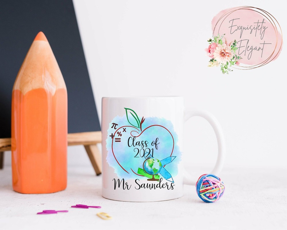 Personalised Apple Blue Teacher Mug Teacher Mug Teacher Cup Teacher Gift Thank