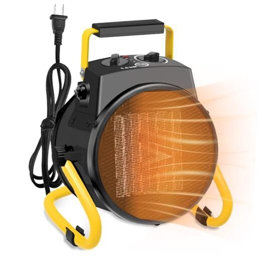 Outdoor Space Heater, 1500W Greenhouse Heater with Thermostat, Overheat Yellow