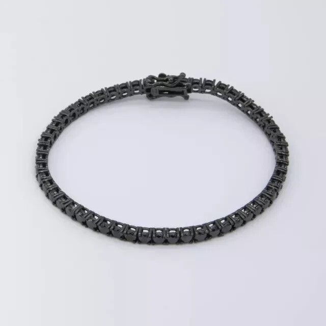 14k Black Gold 5ct Round Lab Diamond Tennis Bracelet