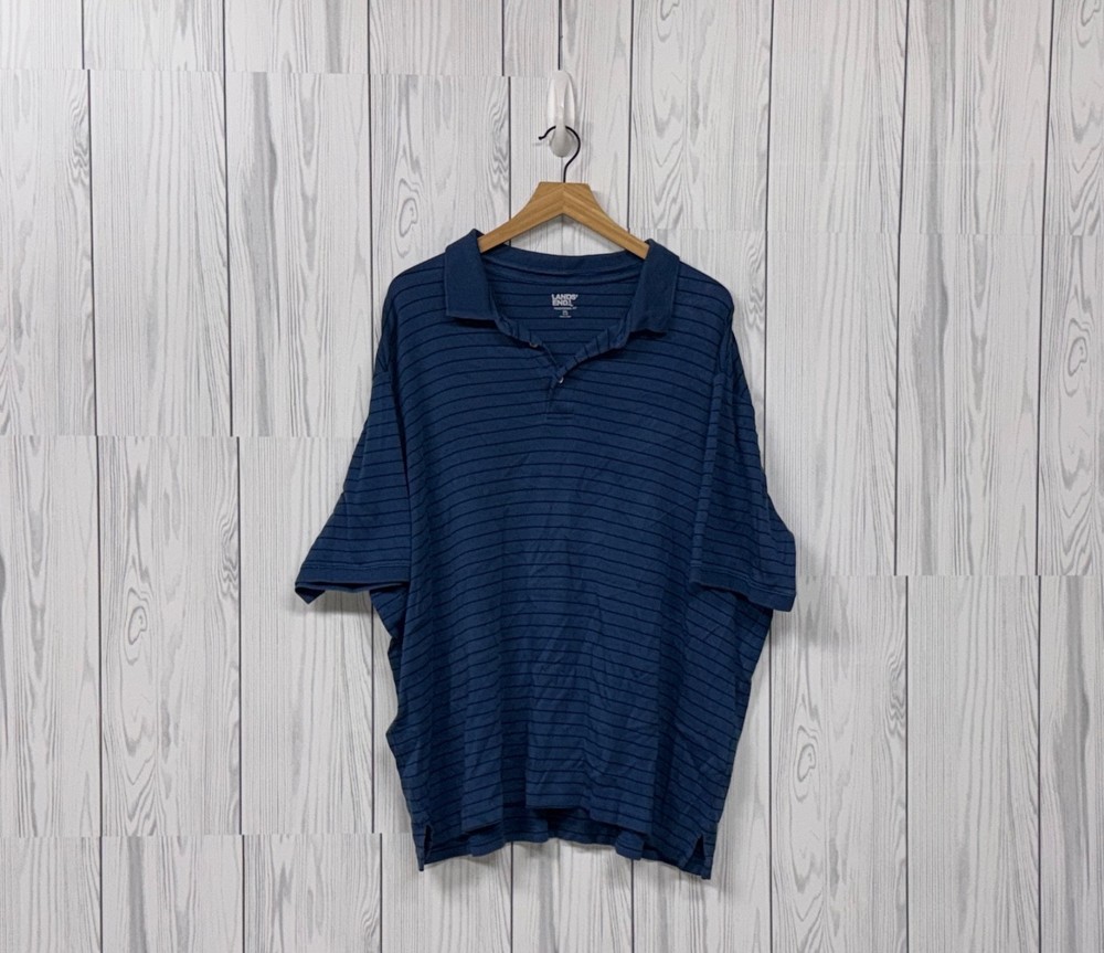 Lands End polo shirt mens size XXL short sleeve collared traditional fit blue