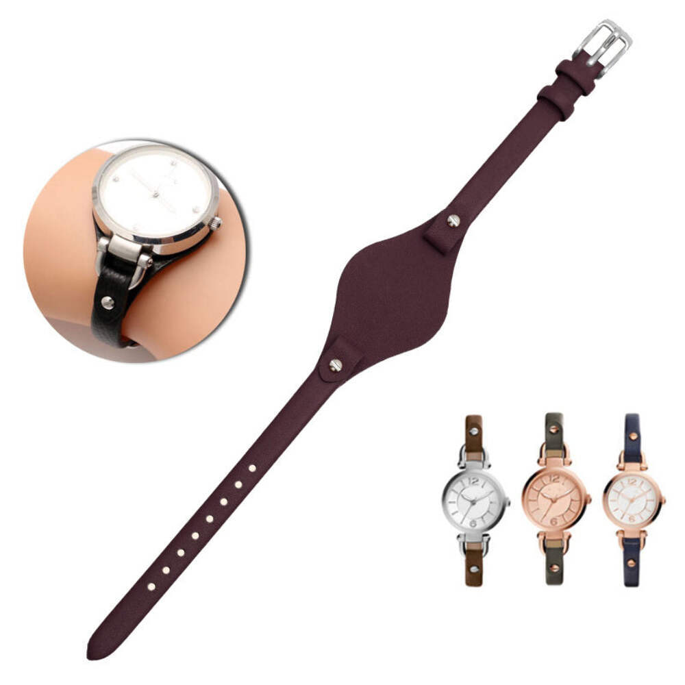 Ladies Genuine Leather Watch Strap in Solid Colors - Multiple Sizes Available