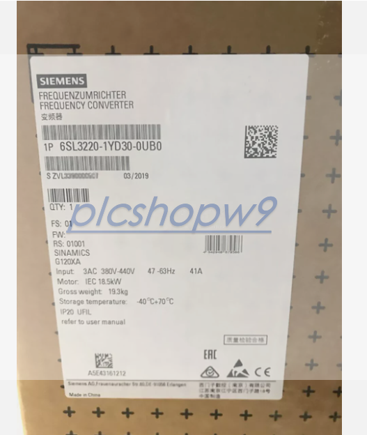 6SL3220-1YD30-0UB0 1PCS NEW SIEMENS SINAMICS G120XA INVERTER 6SL3220-1YD30-0UB0