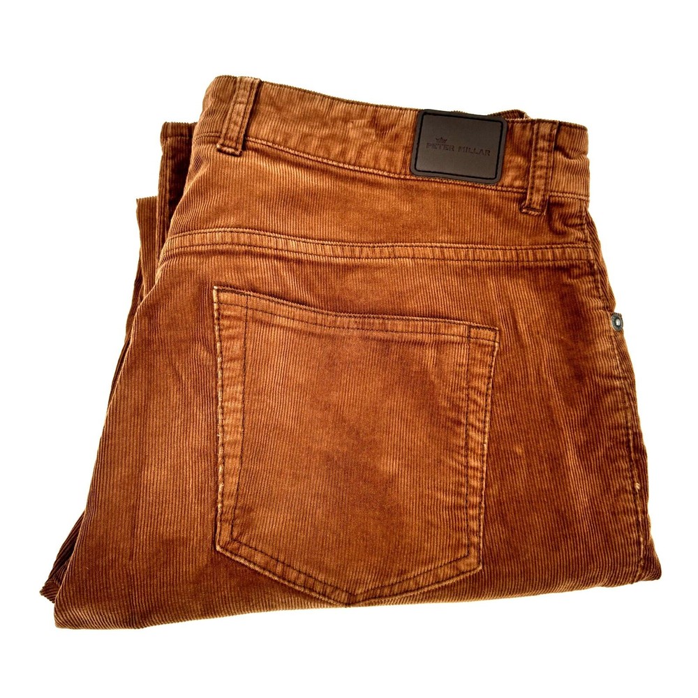 Peter Millar Corduroy Pants Mens 34 (34x31 ACTUAL) Brown Stretch Cord 5 Pocket