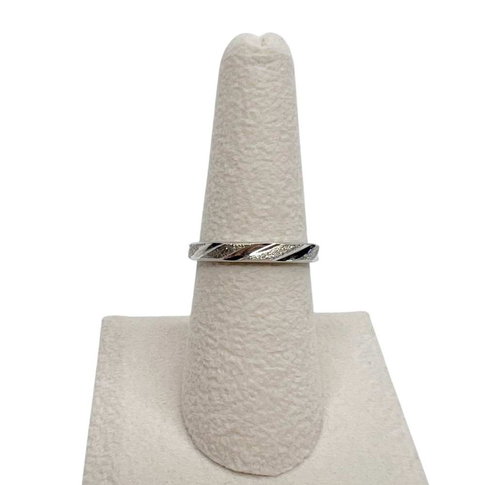Sterling Silver Sandblast Twill Striped Wedding Band Ring Size 6.5