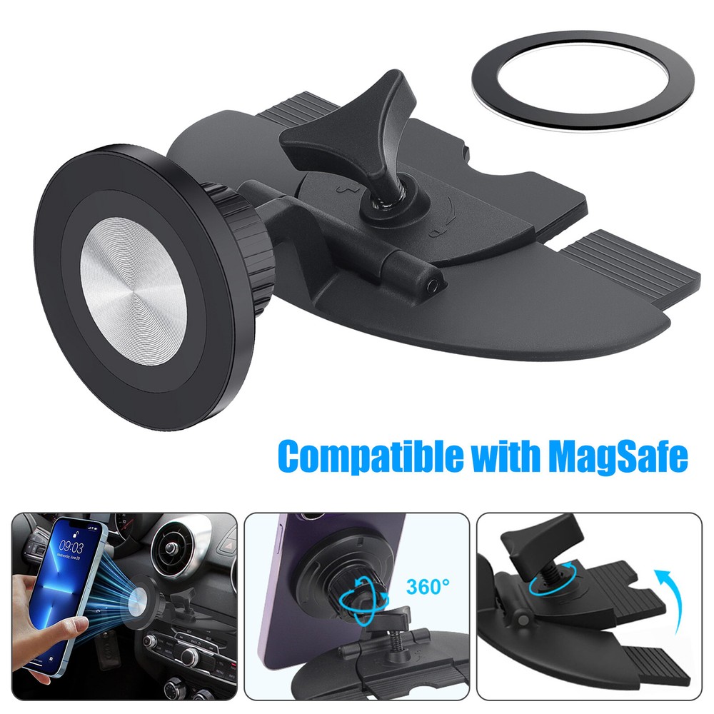 Car Phone Holder for CD Slot 360º Magnetic Mount for iPhone MagSafe Case