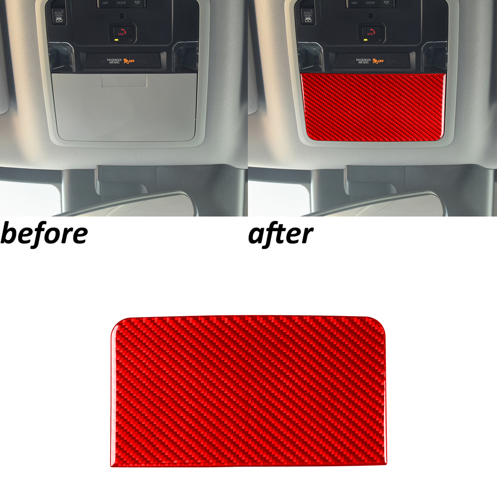 Red Carbon Fiber Roof Glasses Case Panel Trim For Toyota Tundra Sequoia 2022-24
