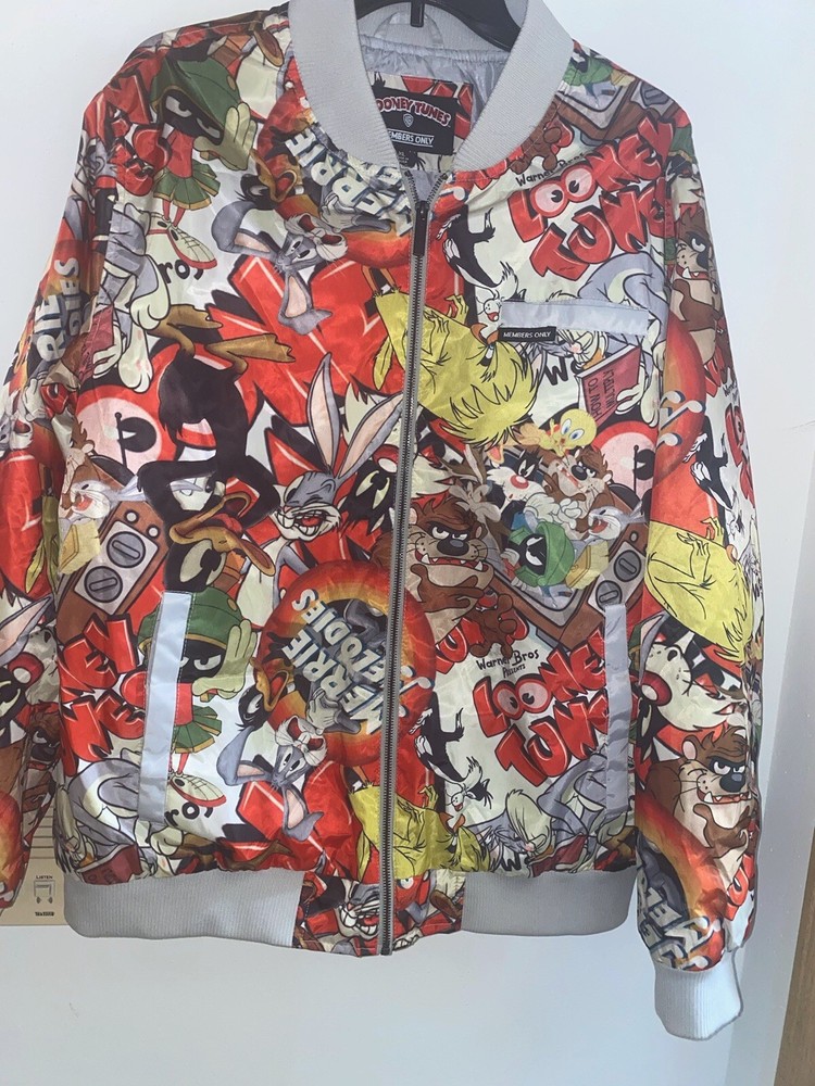 Vintage Members Only Looney Tunes Jacket XL Retro Cartoon Style  -image