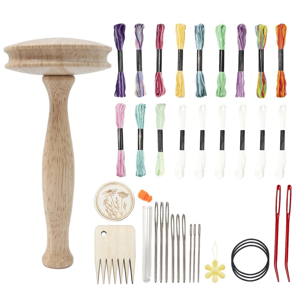 Wooden DIY Darning Mushroom Darner Patch Tool Embroidery Sewing Set Repair Kits