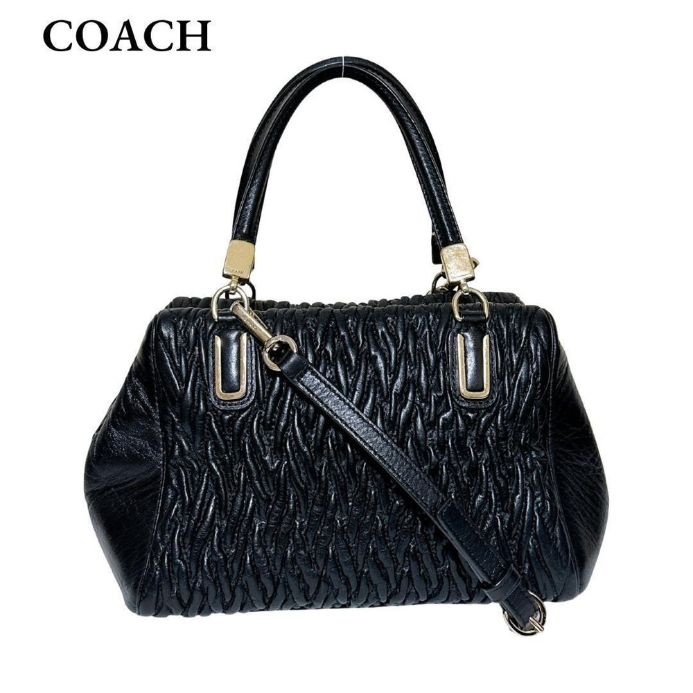 Coach Black Leather 2-Way Crossbody Shoulder Bag  