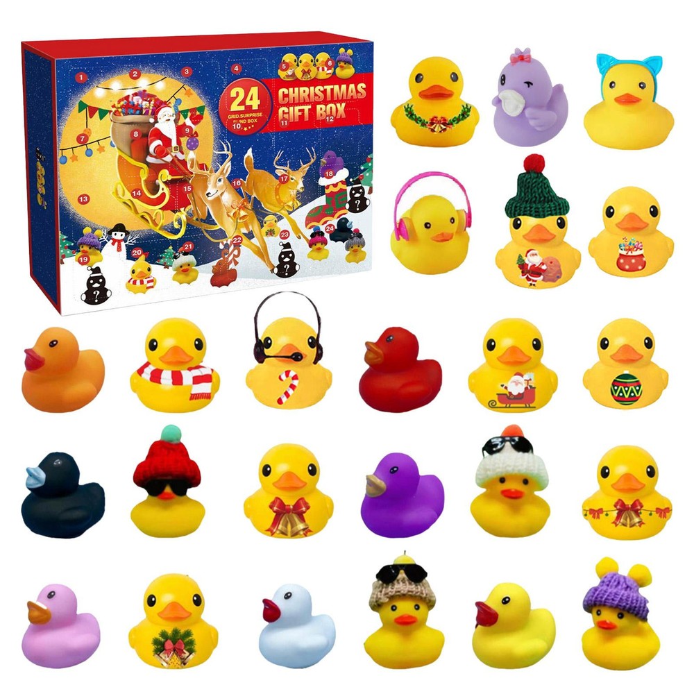 Christmas 24 Days Countdown Advent Calendar 24 Rubber Ducks Children's Bath Toys