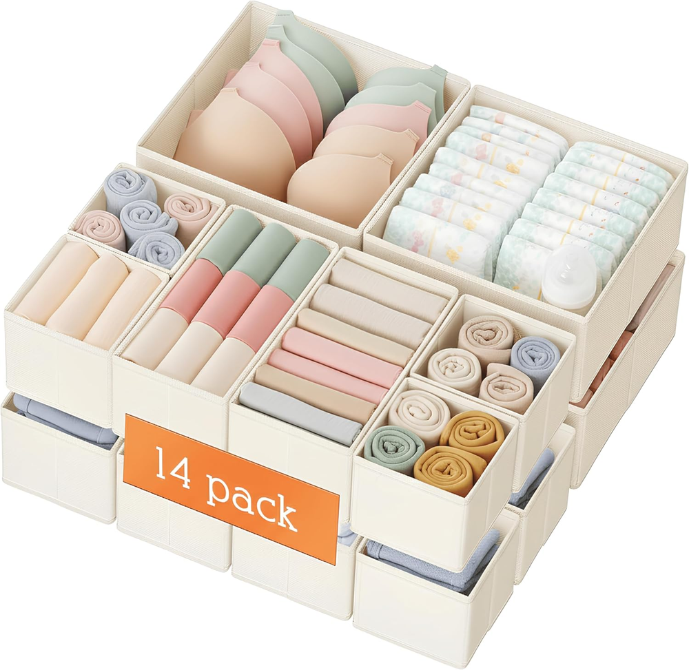 Drawer Organizer Clothes, 14 Pack Dresser Organizer for Baby Clothes, Underwear,