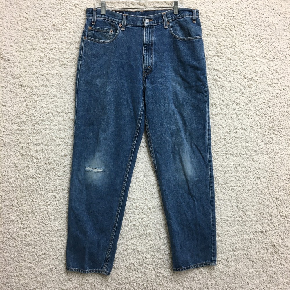 VINTAGE Levis 550 Jeans 36x32 Mens Blue Denim Relaxed Fit Tapered Leg Dark Wash