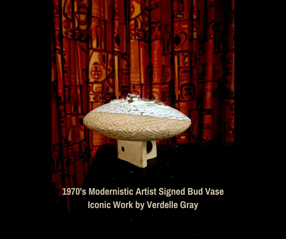 1970's Art Pottery Artist Signed Bud Vase Iconic Work by Verdelle Gray Rare