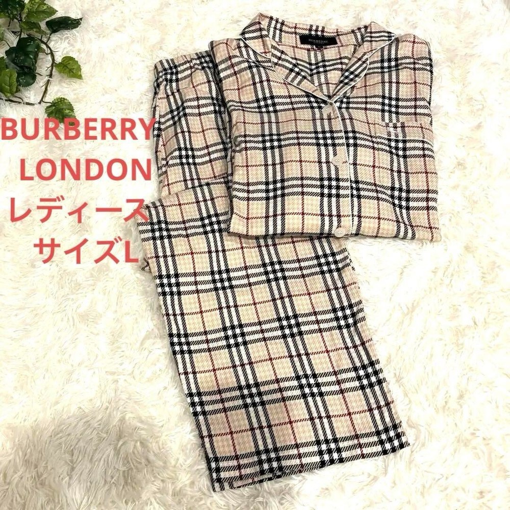 BURBERRY LONDON Pajamas Set Shirt Pants Nova check Beige Women Size L Used