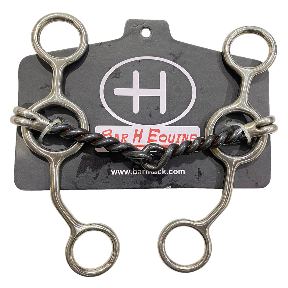 93BE Bar H Equine Horse Junior Sweet Iron Twisted Wire 5 In Mouth Gag Bit