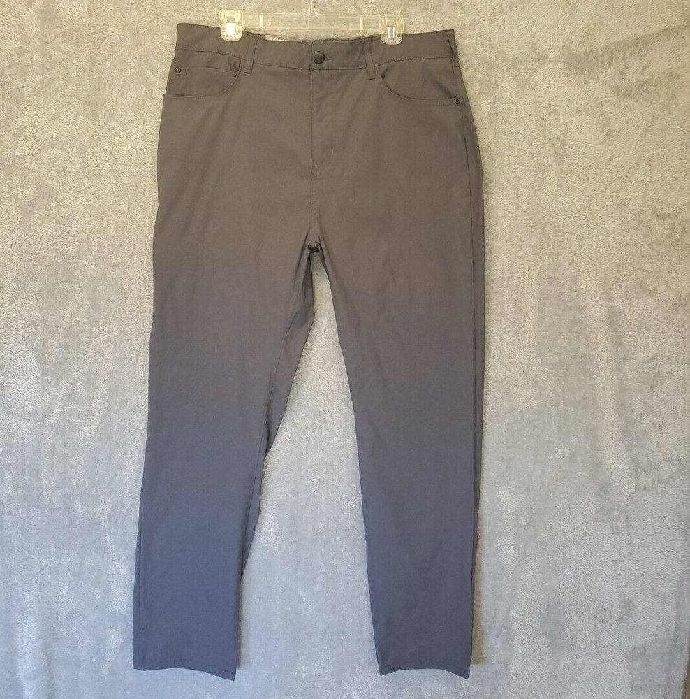 Members Mark Pants Mens 36x32 Gray Denali Charcoal Straight Fit Zip D7471455-image