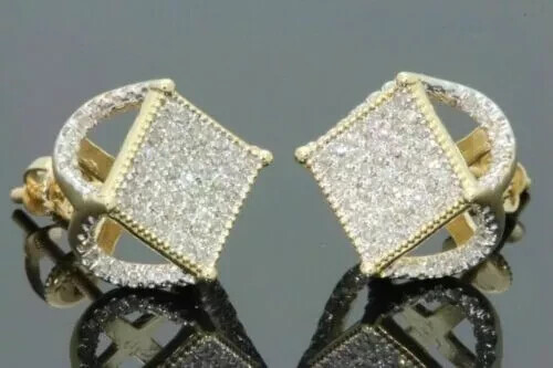 1.70Ct Round Moissanite Cluster Stud Earrings in 14K Yellow Gold