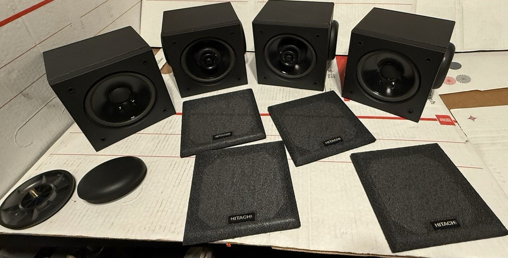 Vintage Hitachi Hifi Surround Sound Cube Speakers – Set of 4 – Fully Tested