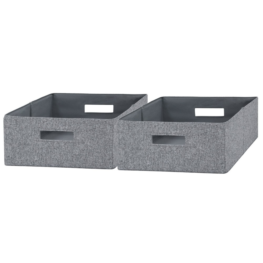 Better Homes & Gardens Half-Size Fabric Storage Bin, 2 Pack, Gray