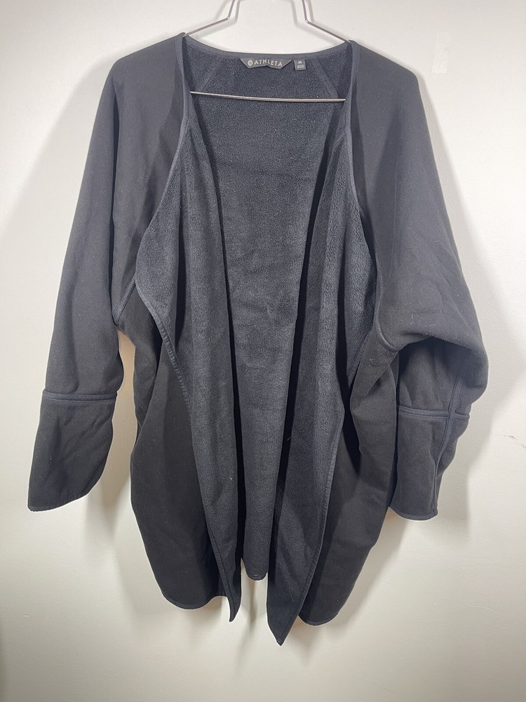 Athleta Karma Fleece Wrap Jacket Black Oversized Medium 383713