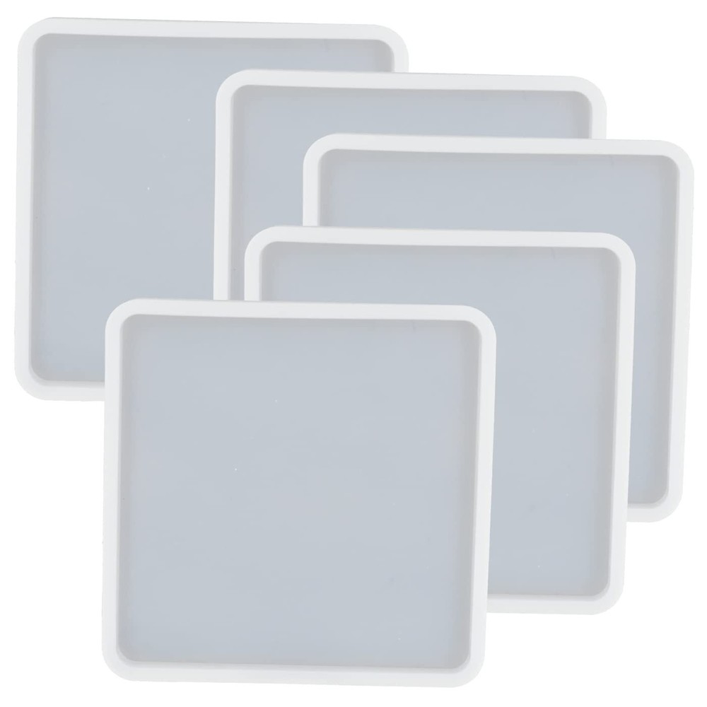 5Pcs Square Epoxy Resin Casting Mold for DIY Coasters Silicone Base Craft