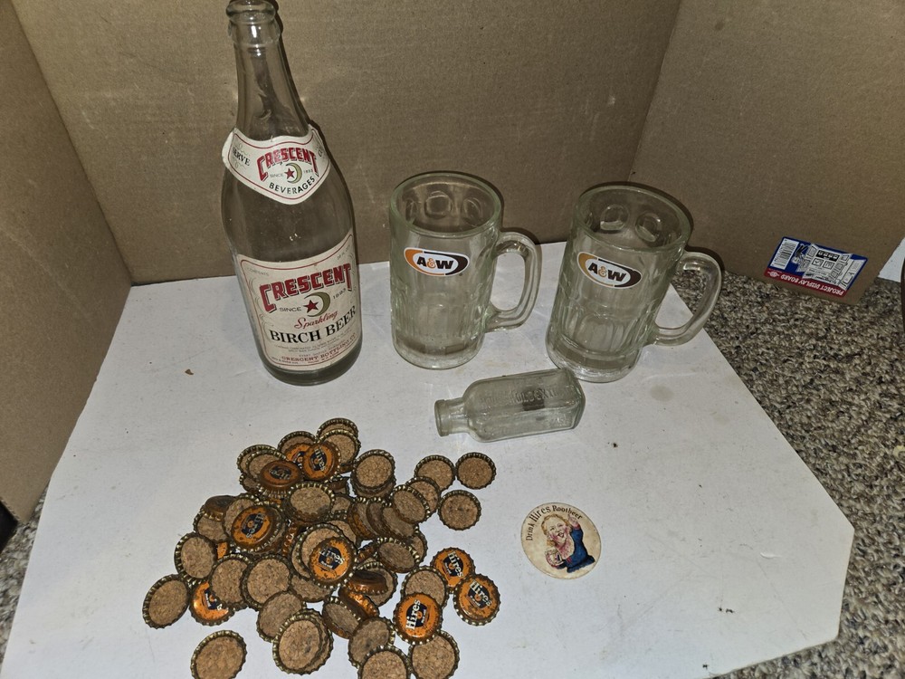 90 Vintage 50s/60s Hires Root Beer Soda Metal Cork Bottle Caps,A & W,Crescent