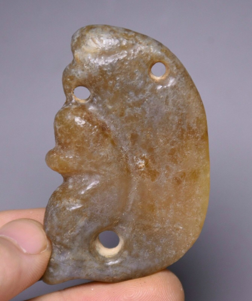 6CM Hongshan Culture Jade Phoenix Dragon Hook Amulet Pendant