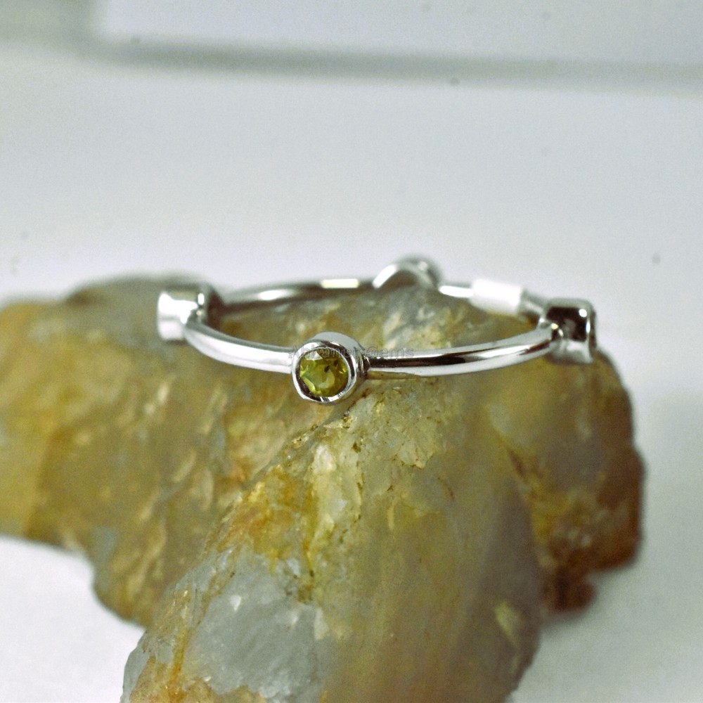 Handmade Band Style Natural Peridot Silver Designer Ring  