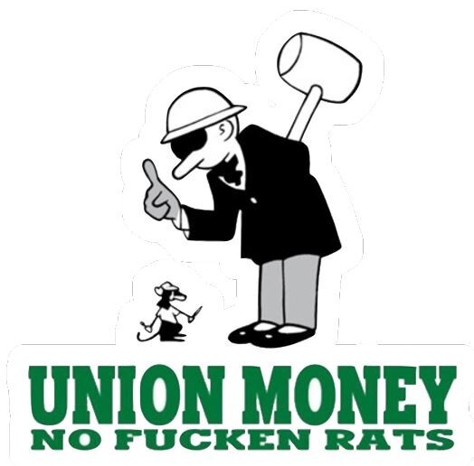 Union No Rats Funny Construction Hard Hat Vinyl Sticker