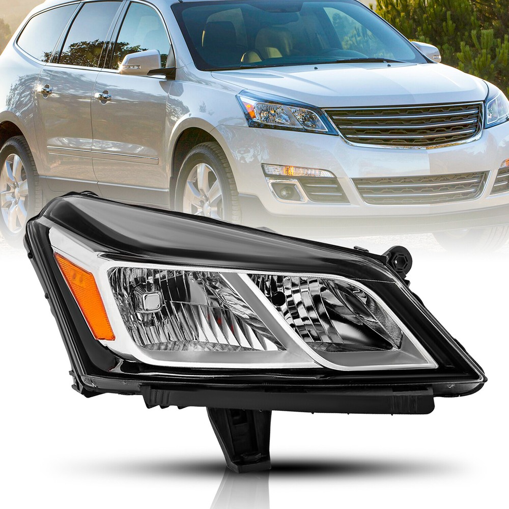 Headlight For 2013-2017 Chevy Traverse Chrome Halogen Headlamp 13-17