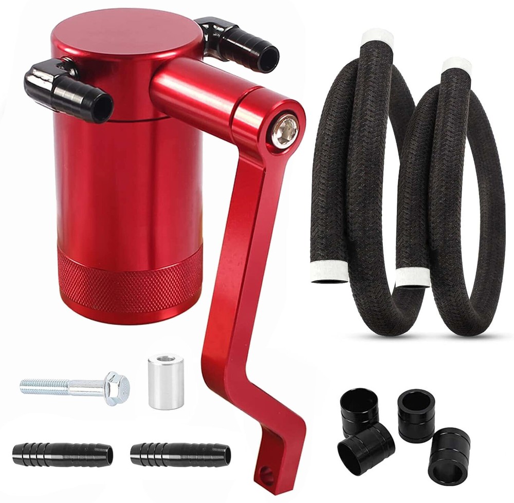 Oil Catch Can Kit Z-Bracket Red Finish Fit For 2011-21 Dodge Challenger Chrysler