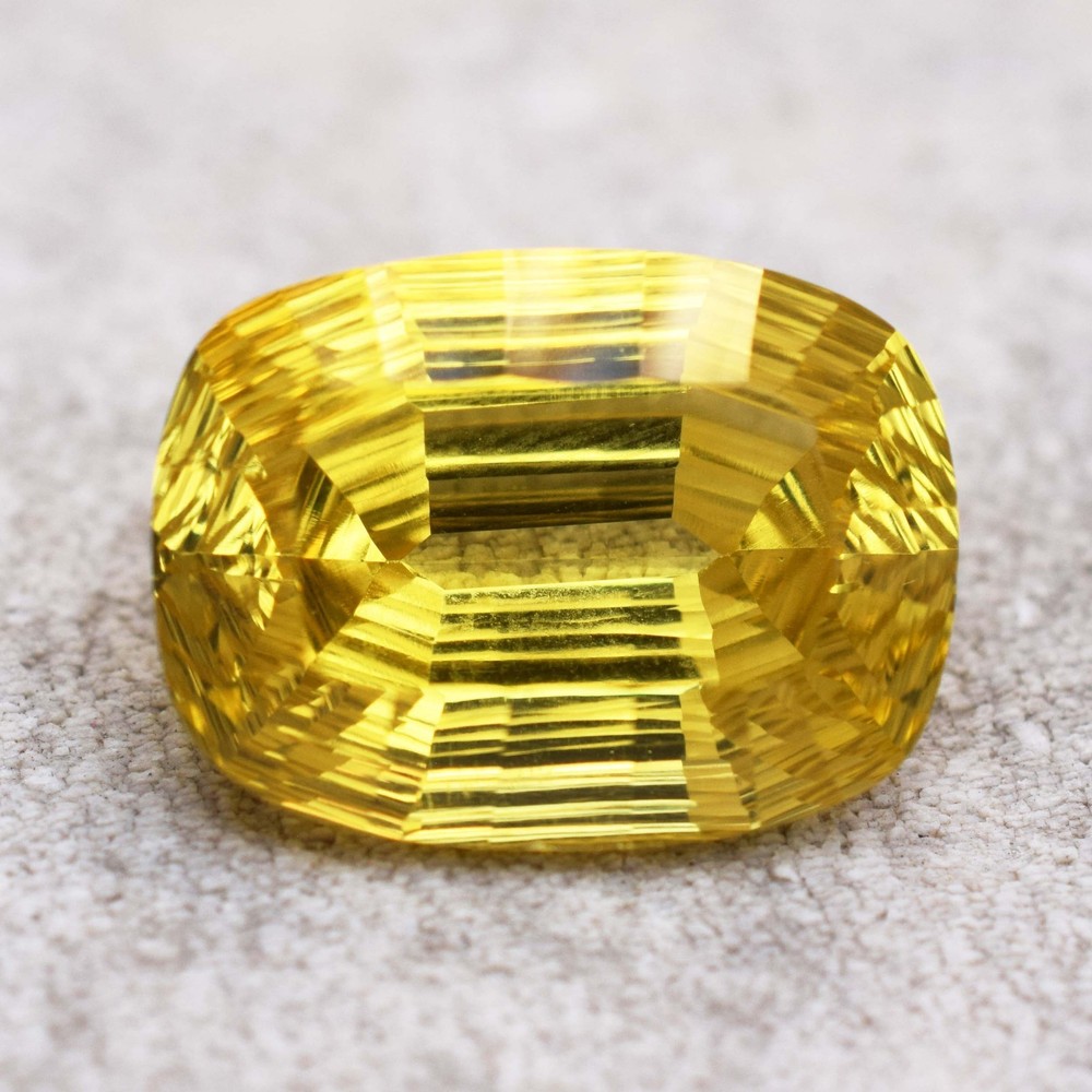 24.20 CT Rarest Natural Yellow Sphene Master Cushion Cut Certified Gemstone