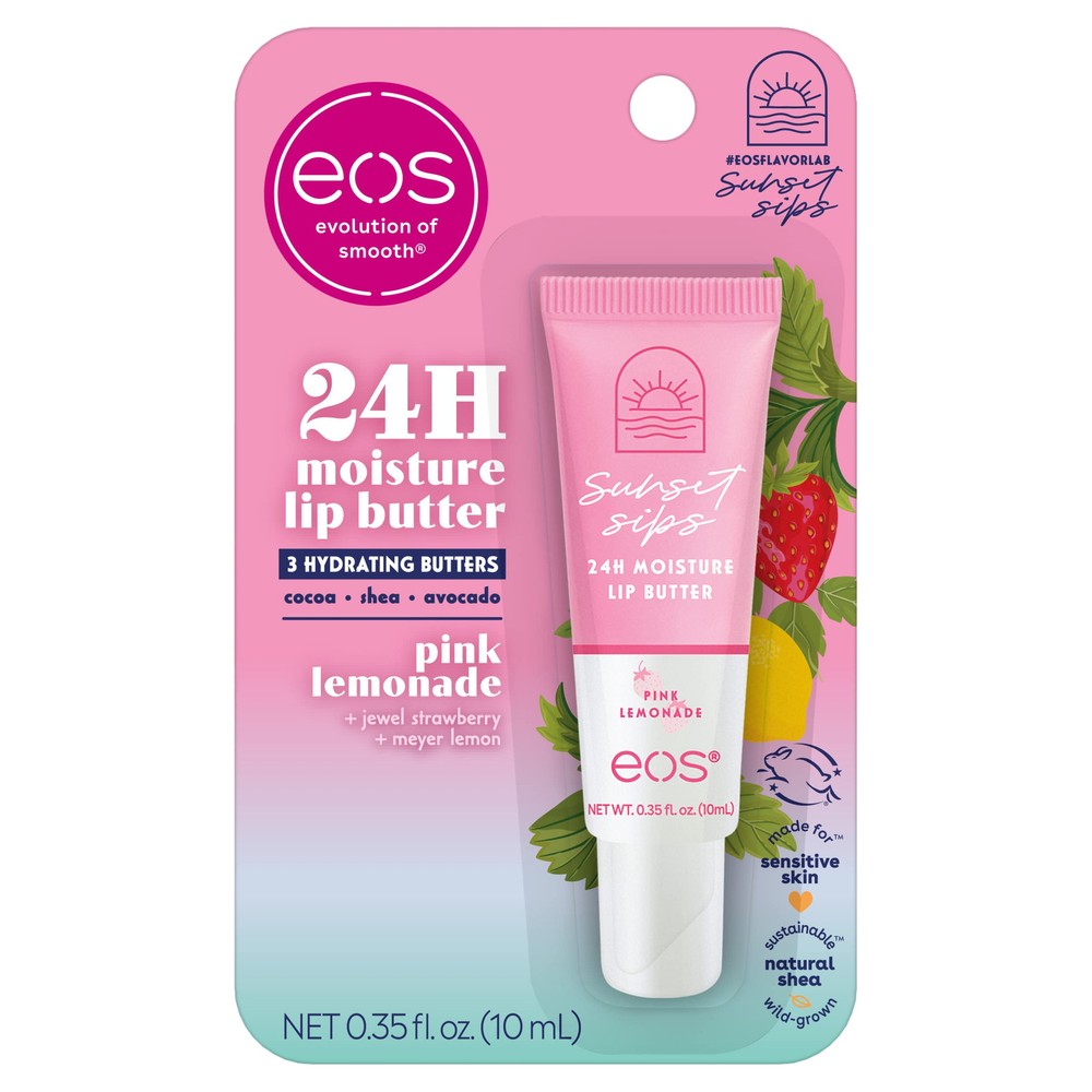 EOS Sunset Sips Moisture Lip Butter in Pink Lemonade, Jewel Strawberry & Meyer Lemon Flavors