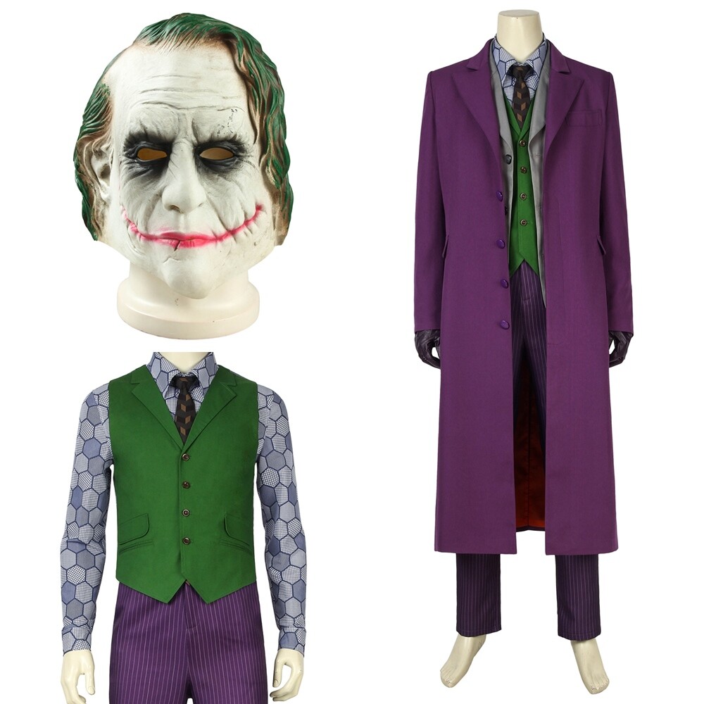Joker Coat Costume cosplay Suit Batman The Dark Knight Full set