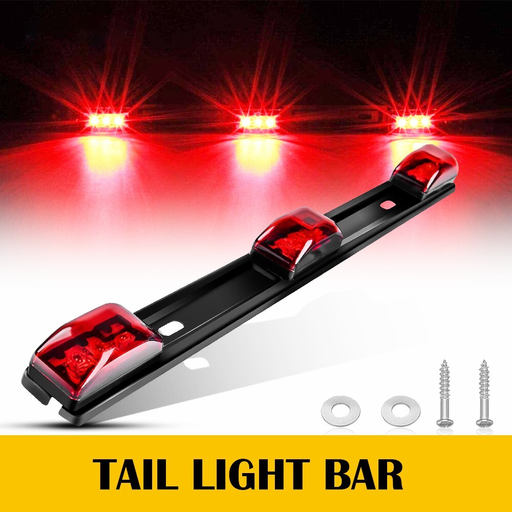 9-LED Red Stainless Steel Tail Brake Light Bar Signal Light Pickup truck trailer