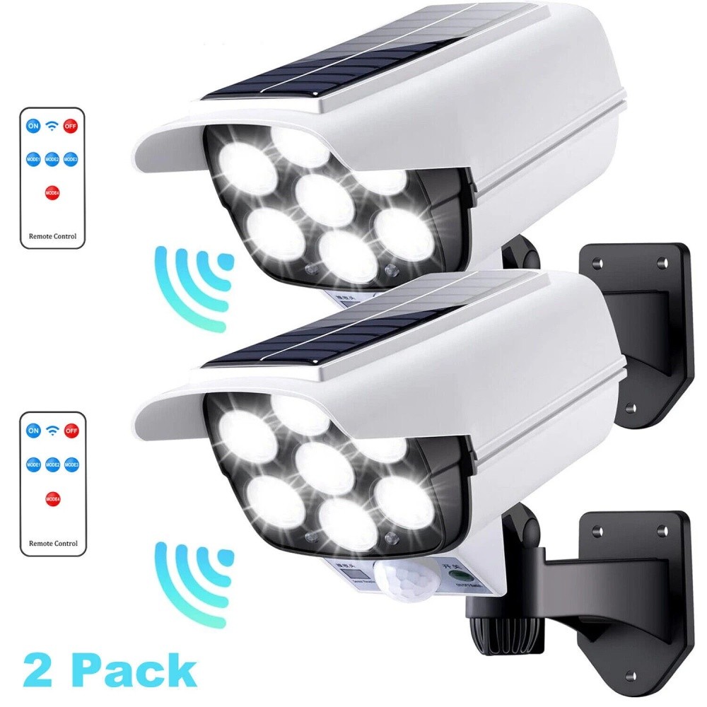 2 PACK Solar 77 LED Outdoor Motion Sensor Solar Lights Fake Security Camera US