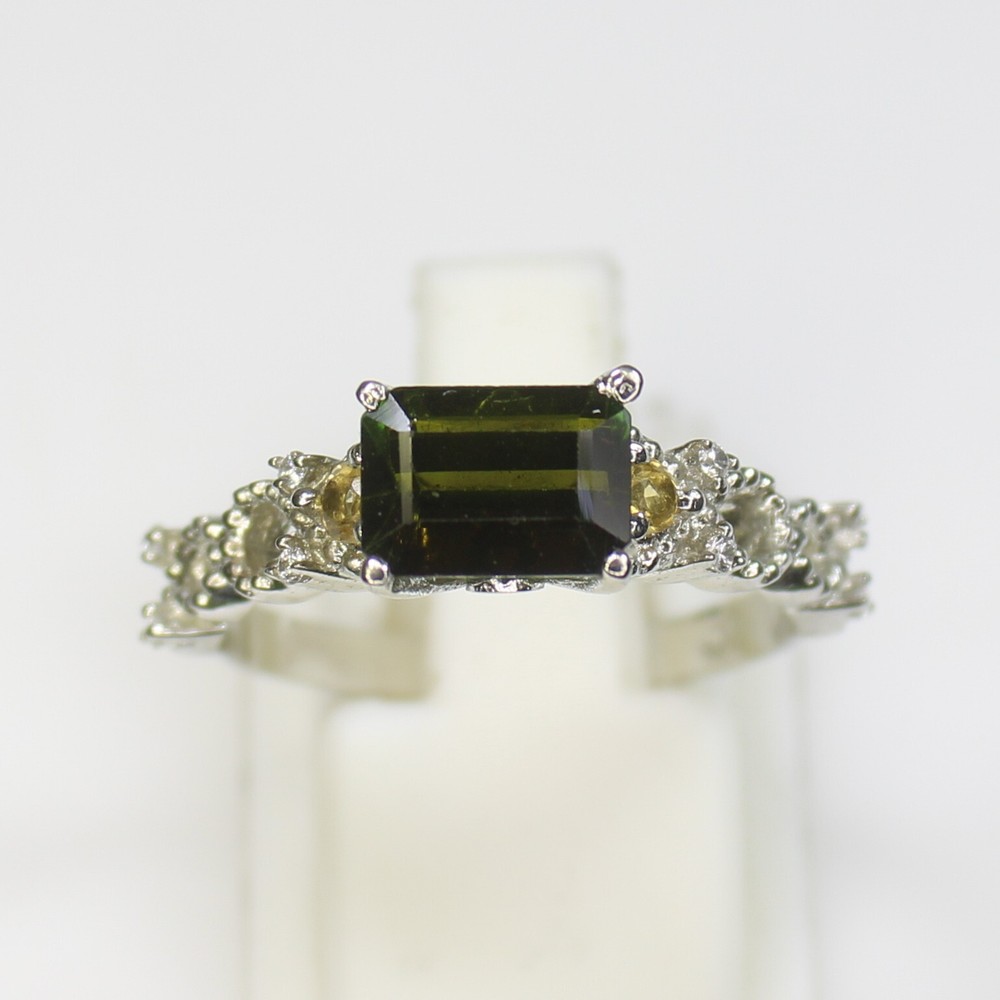 Natural Green Tourmaline Sterling Silver Ring – All Sizes Available