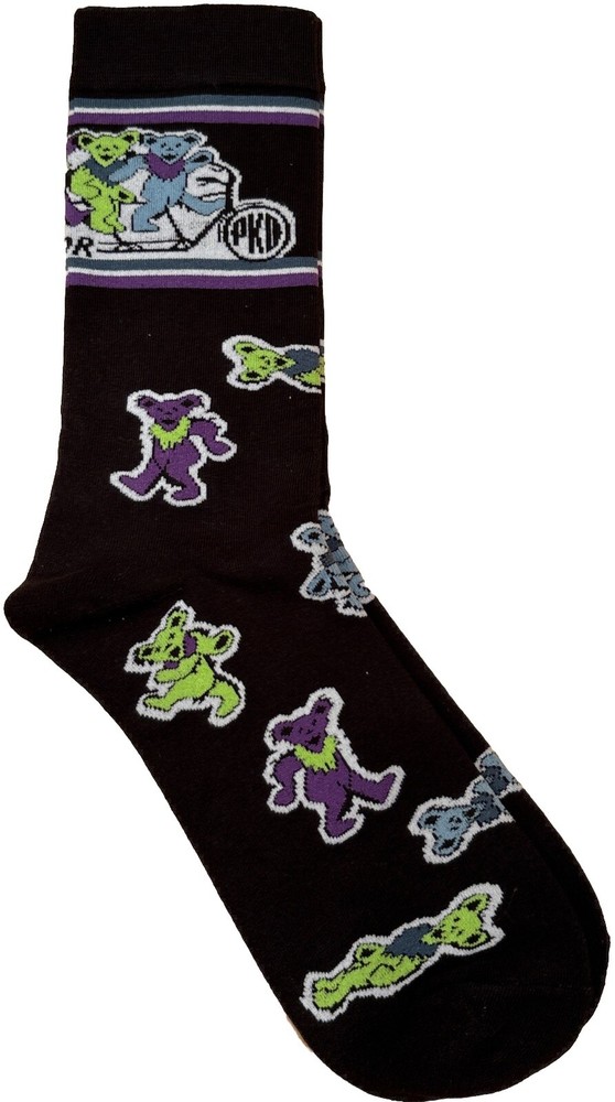 Grateful Dead Novelty Crew Socks Collection Rainbow Tie-Dye Dancing Bears PKD
