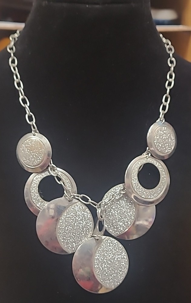 New York And Company Necklace Silvertone Statement Circles